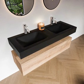 Zaro Alan badmeubel 130cm washed oak 1 lade met vrijhangende wastafel cloud dubbel 2 kraangaten urban