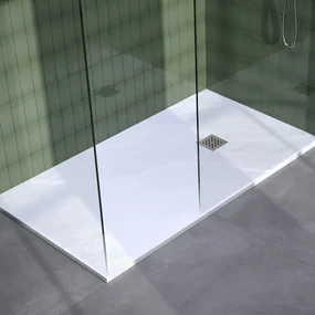 Brauer Asteroid douchevloer 100x180cm mineraalmarmer wit mat