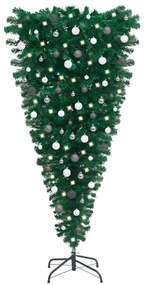vidaXL Kunstkerstboom omgekeerd met LED's en kerstballen 150 cm