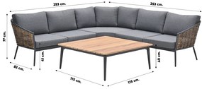 GI Bali loungeset (4-delig) - Naturel Rotan/Carbon Black