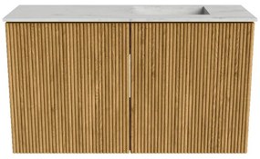 Mondiaz Joya DLux 70cm toiletmeubel oak met wastafel faye rechts 1 kraangat opalo
