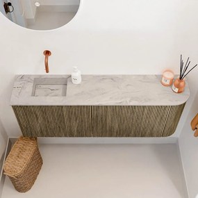 Mondiaz Joya DLux 110cm toiletmeubel ronding rechts dusk met wastafel faye links zonder kraangat glace