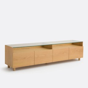 XL TV/hifi-meubel, 4 deuren, glazen blad, Walor