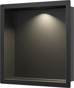 Mueller Black inbouwnis met LED verlichting 30x30cm zwart mat
