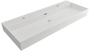 Plieger Kansas wastafel met 2 kraangaten met overloop 120x46.6cm mat wit