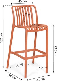 Barstoel Kunststof Oranje Domani Furniture Alba  terra