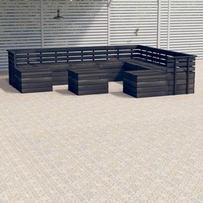 vidaXL 11-delige Loungeset pallet massief grenenhout donkergrijs