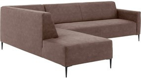 Goossens Bank Key West bruin, micro leer, 3-zits, modern design met ligelement links