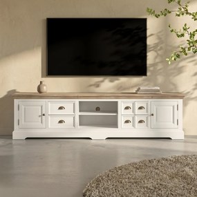 Tower Living Landelijk Tv-meubel Wit 220 Cm Fleur - 220x50x54cm.