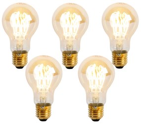 Set van 5 E27 dimbare LED spiraal lampen A60 goldline 4W 270 lm 2200K