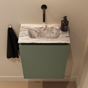 Mondiaz Ture DLux toiletmeubel 40cm army met wastafel glace midden zonder kraangat