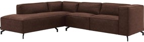 Goossens Bank Calvin bruin, micro leer, 2,5-zits, modern design met ligelement links