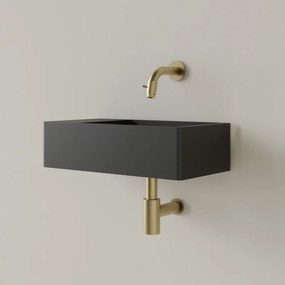 Sanigoods Luko fontein 40x22cm links zonder kraangat mat zwart