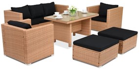 Tuinmeubelen van technorattan Roma Apetito 5 + 2 poefs Garden Point honing