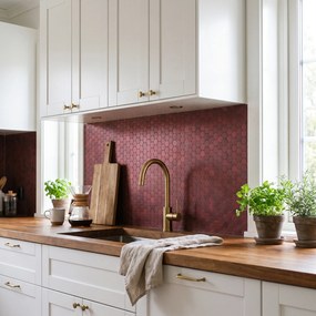Zelfklevende Mozaïektegels Metaal | Hexagon Bordeaux | 28,8×29,2 cm | Keuken, Bad &amp; WC