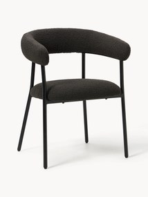 Gestoffeerde bouclé eetstoelen Thiago met armleuningen, 2-delig