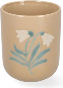 Beker, steengoed, zandkleurig,  klokjesbloem, 280 ml