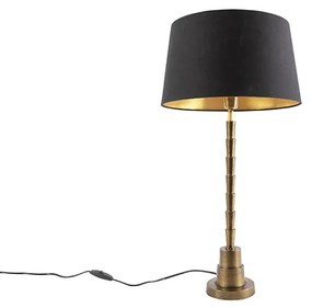 Art Deco tafellamp brons met katoenen kap zwart 35 cm - Pisos Art Deco E27 Binnenverlichting Lamp