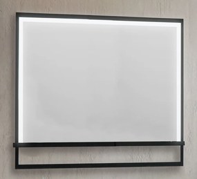 B-Stone Saval zwart RVS spiegel met LED-verlichting en spiegelverwarming 100x70cm