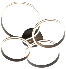 Plafondlamp zwart incl. LED 3-staps dimbaar 4-lichts - Navara