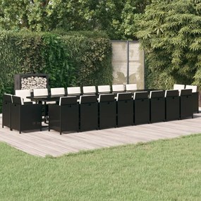 vidaXL 21-delige Tuinset met kussens poly rattan zwart