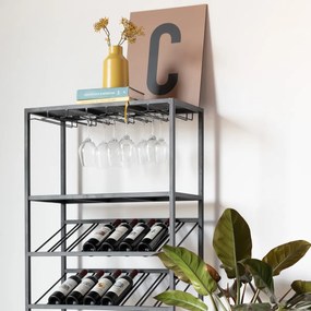 Zuiver Cantor Zwart Metalen Wijnrek - 75x35x180cm.