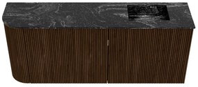 Mondiaz Joya DLux 100cm toiletmeubel ronding links walnut met wastafel faye rechts 1 kraangat lava