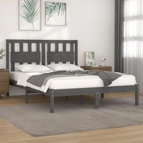 vidaXL Bedframe massief grenenhout grijs 140x190 cm