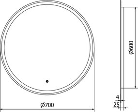 Mexen Gobi ledverlicht badkamer spiegel, rond 70 cm, LED 6000K, anti-condens - 9801-070-070-611-00