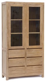 Tower Living Vitrinekast Teak 2 Deurs Corona - 100x40x190cm.