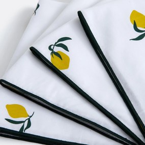 Set van 4 bedrukte katoenen servetten, LEMON