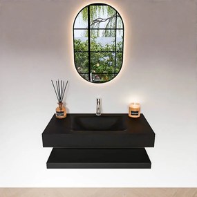 Zaro Alan badmeubel 90cm met planchet urban en vrijhangende wastafel cloud midden 1 kraangat urban
