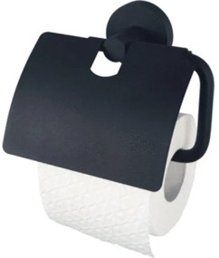 Haceka Kosmos Toiletrolhouder met klep zwart OUTLET UDEN 1142257