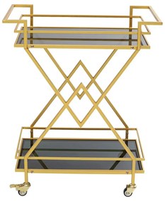 Kare Design Pyramids Serveer Trolley Goud Met Zwart - 65 X 35.5cm.