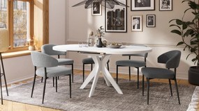 RENZO Wit - RONDE TAFEL Ø110 UITKLAPBAAR TOT 180 cm | VOOR DE KEUKEN EETKAMER WOONKAMER RETRO