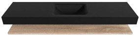 Zaro Alan badmeubel 180cm met planchet washed oak en vrijhangende wastafel cloud midden zonder kraangat urban