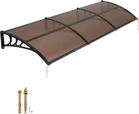 VEVOR Afdak voor Voordeur 965x2975 mm, Aanbouwluifel, Aanbouwluifel met Afwatering &amp; ABS-beugel, Bescherming tegen Regen, Sneeuw &amp; Zon, Polycarbonaat Deurluifel voor Veranda &amp; Terras, Bruin