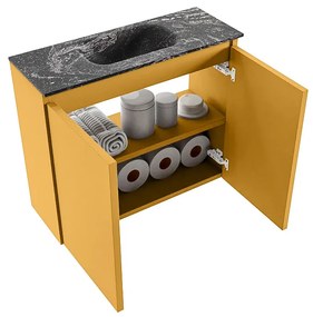 Mondiaz Ture DLux toiletmeubel 60cm ocher met wastafel lava midden zonder kraangat