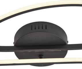 LED Design plafondlamp mat zwart 65 cm 3-staps dimbaar 2-lichts - Pepe Design Binnenverlichting Lamp