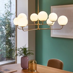 Hanglamp in messing en opaline glas, Moricio