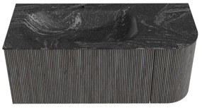 Mondiaz Kurve-dlux 105cm badmeubel ronding rechts shadow met 1 lade en deur en wastafel big small kraangat links lava
