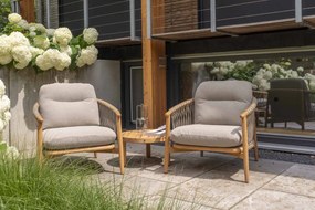 4 Seasons Outdoor Nora bistroset naturel teak met Finn tafel Ø 60 cm  Loungeset    beige weerbestendig