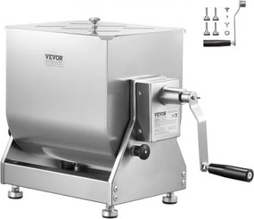 VEVOR Handmatige vleesmenger 10 L vleesverwerker met kantelbak (maximaal 6,8 kg vlees mengen), vleesmenger worstmenger met reductietandwiel, handmixer voor gehakt