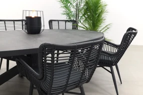 Jasmine Black/Silva 240x115 cm. ovale tuinset - 7-delig