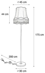 Retro vloerlamp messing met Granny kap crème 45 cm - Kaso Retro E27 rond Binnenverlichting Steen / Beton Lamp