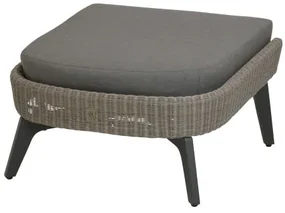 4 Seasons Outdoor | Luxor footstool with cushion polyloom pebble Voetenbank antraciet weerbestendig