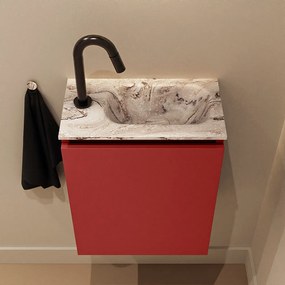 Mondiaz Ture DLux toiletmeubel 40cm fire met wastafel glace rechts met kraangat