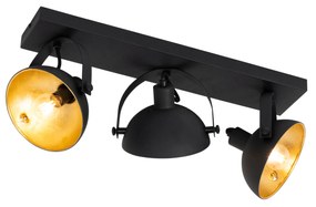 Industriële plafondlamp zwart met goud 3-lichts verstelbaar - Magnax Industriele / Industrie / Industrial E14 Binnenverlichting Lamp