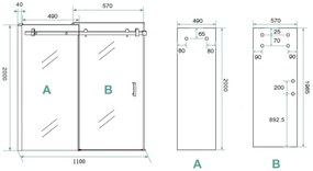 Saniclear Supreme glaswand voor douchedeur 100-110cm