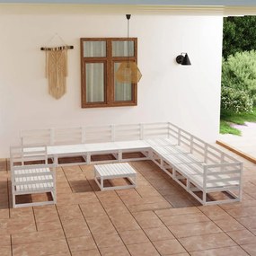 vidaXL 12-delige Loungeset massief grenenhout wit